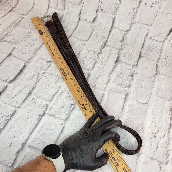 Vintage Fossil Braided Leather Belt Sz 44 Brown With Silver Tone Buckle Mint - Picture 13 of 13